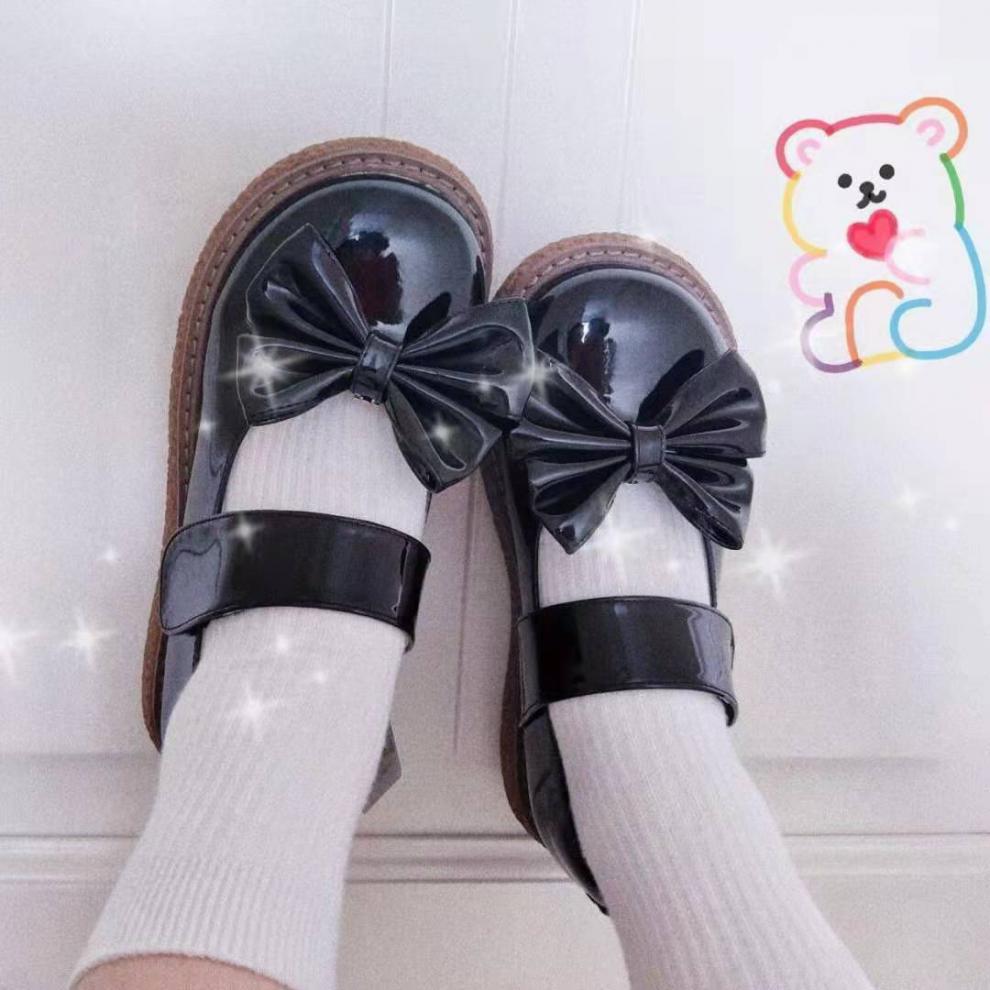 songjiqq糖jk鞋lolita鞋子女可爱软妹小皮鞋女大头鞋圆头日系搭配蝴蝶