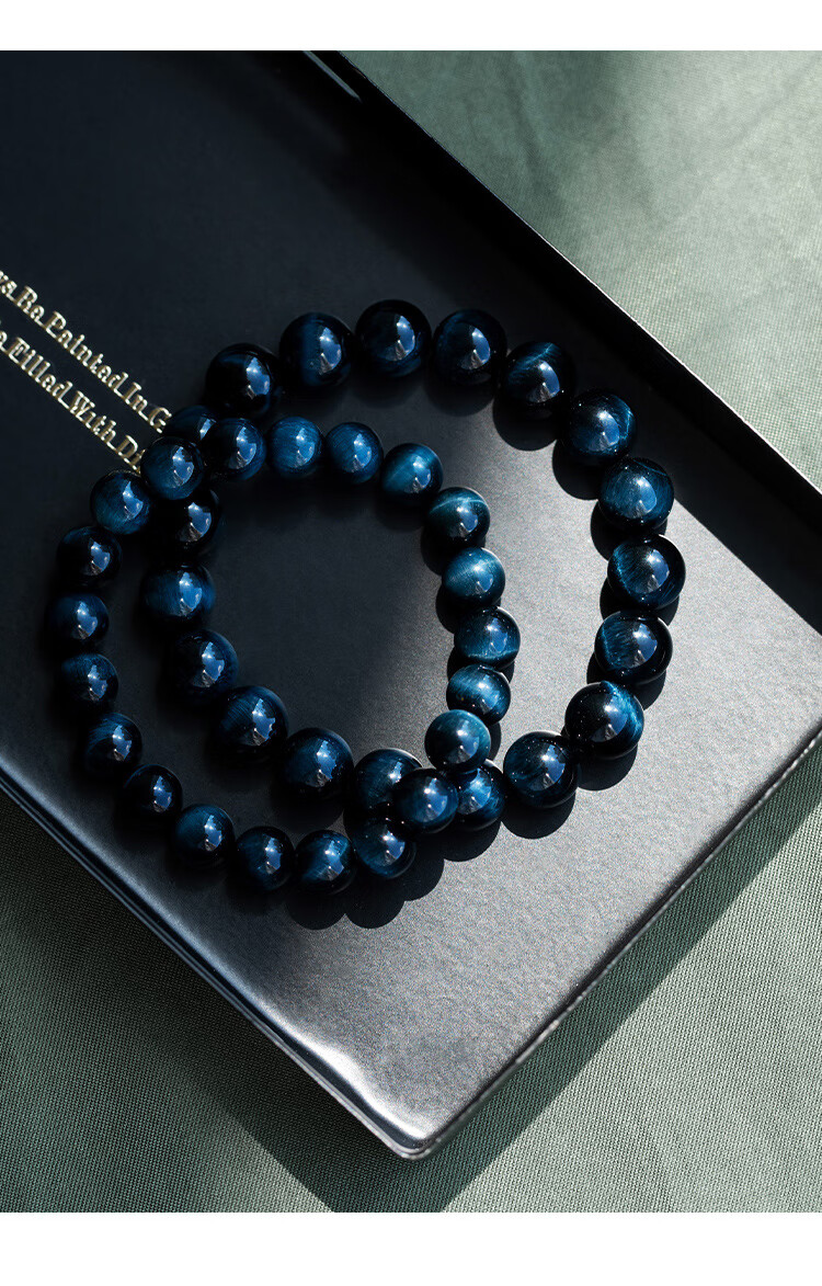 南非进口7a级蓝虎眼石手串男女情侣款手链 珠径8mm 15cm【图片 价格