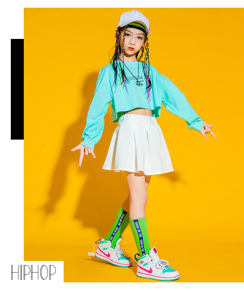 春季儿童嘻哈hiphop时尚潮流套装女童爵士舞服装女生啦啦队演出服573