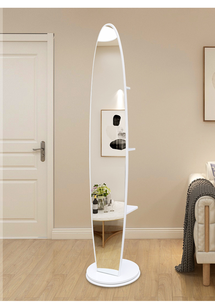 简约全身镜落地镜卧室立体式大镜子移动旋转穿衣镜女生家用试衣镜椭圆