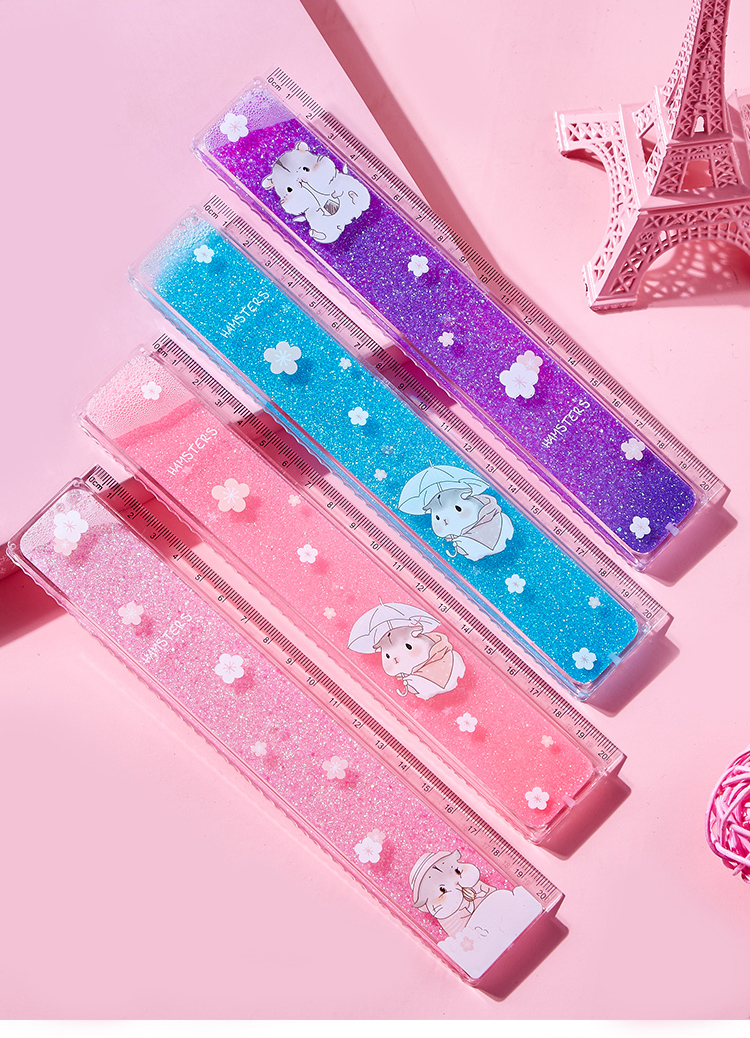 樱花流沙尺子少女心小学生波浪创意可爱套装卡通多功能减压抖音儿童套