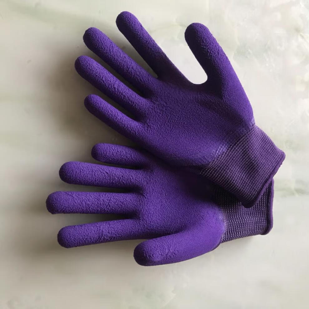 劳保手套女士小号弹力耐磨发泡王浸胶滑透气劳动工作工地干活夏粉色小