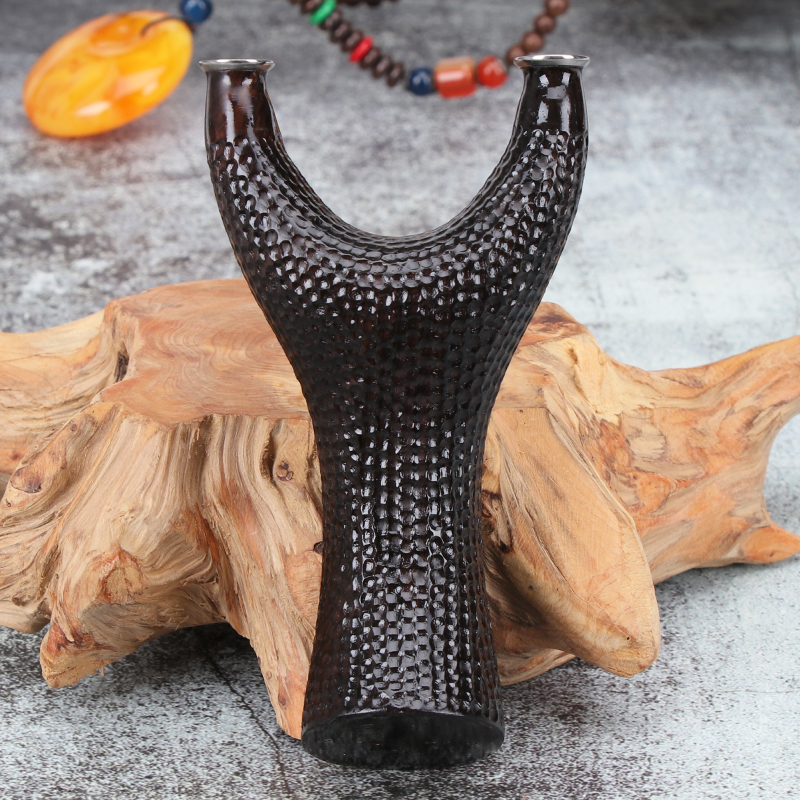 不磨手实战威力大新款橘皮实木弹弓木头木制原木扁皮弓反曲精准飞虎