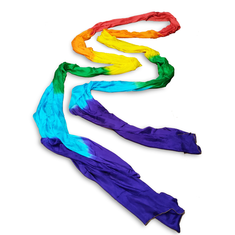 舞蹈彩绸彩带飞天舞七彩长绸飘带丝带五彩色绸红绸敦煌水袖舞仿真丝4m