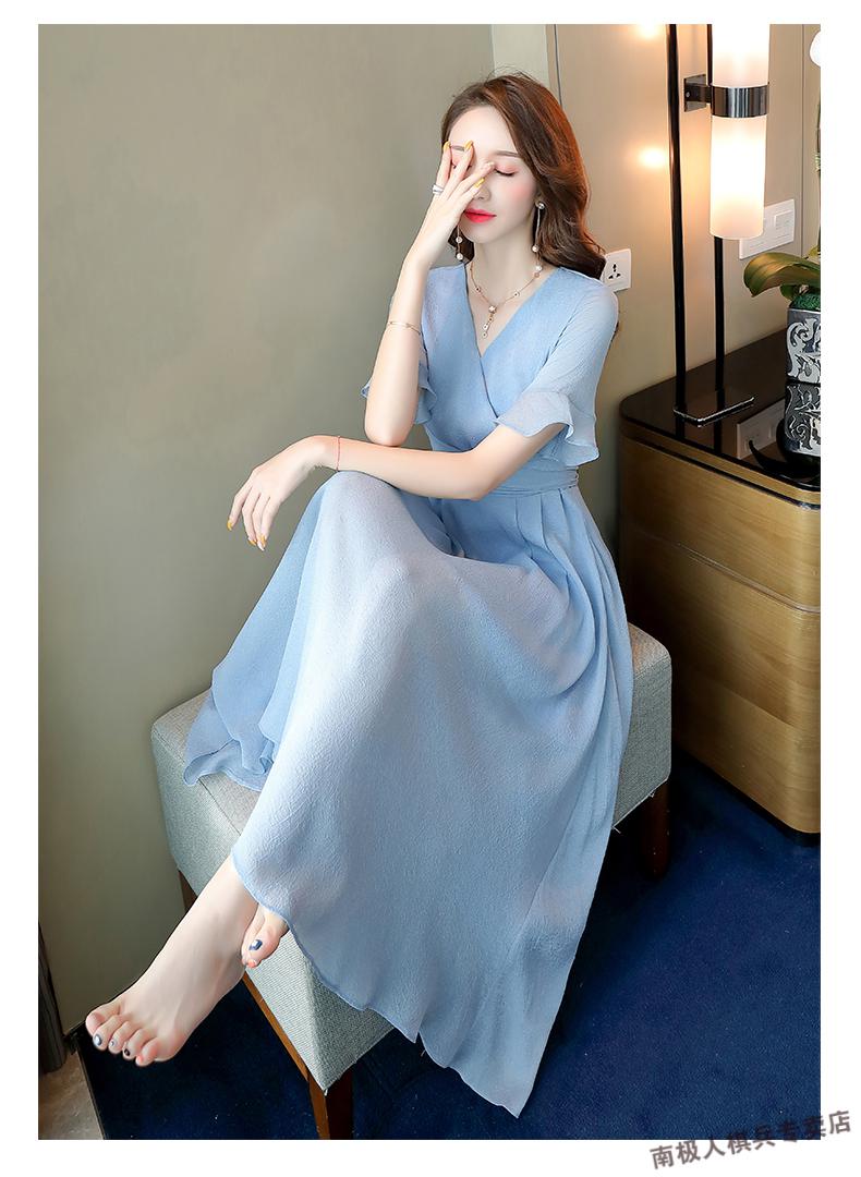 南极人高档女装小个子碎花雪纺裙子夏装2021年新品气质收腰显瘦流行