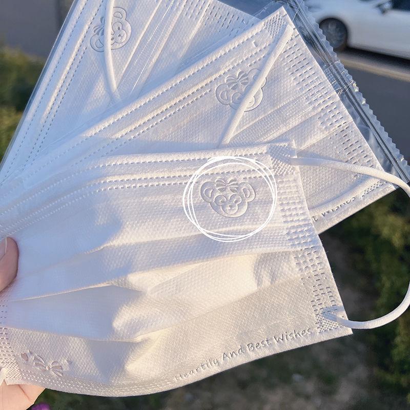 烨白三丽鸥口罩白色雪莉玫口罩三丽鸥可爱钢印女学生高颜值印花成人