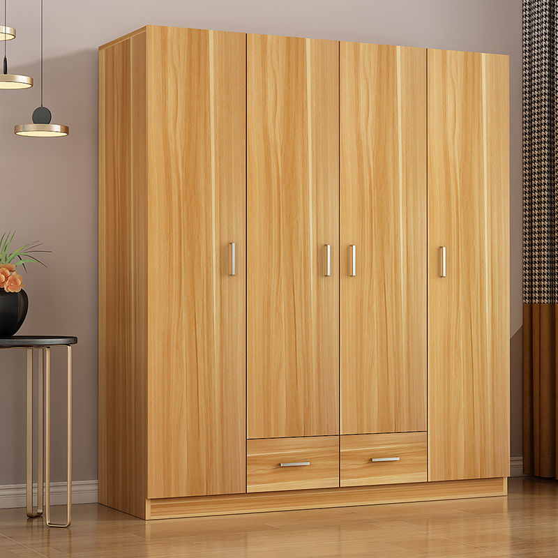 新品 简易2门3门4门衣柜现代经济型组装实木板式衣橱大衣柜 集美 白枫
