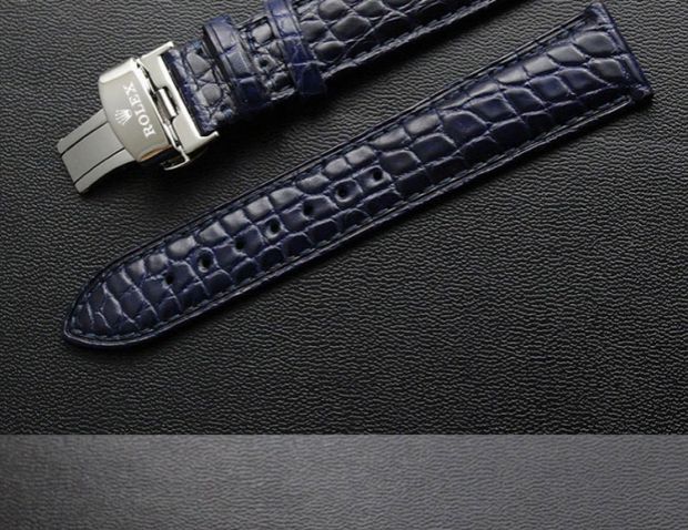 适配劳力士切利尼表带 真皮男m50535 m50505 m50509可定制弧口鳄鱼皮