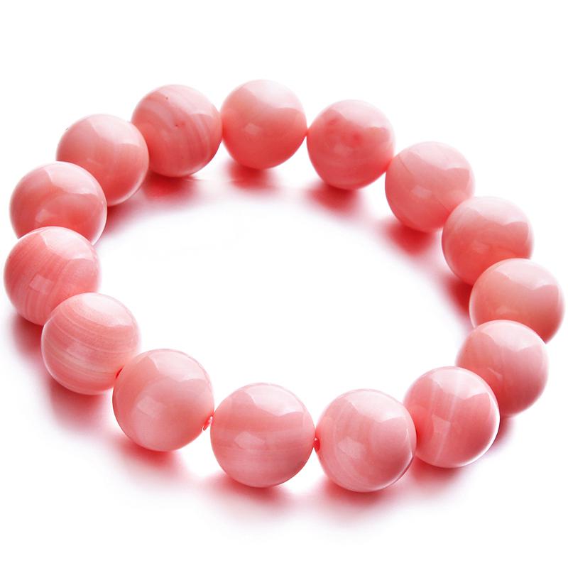 kuiying无优化收藏级红珊贝粉珊瑚贝圆珠手链珍珠母贝民族风手串女6mm