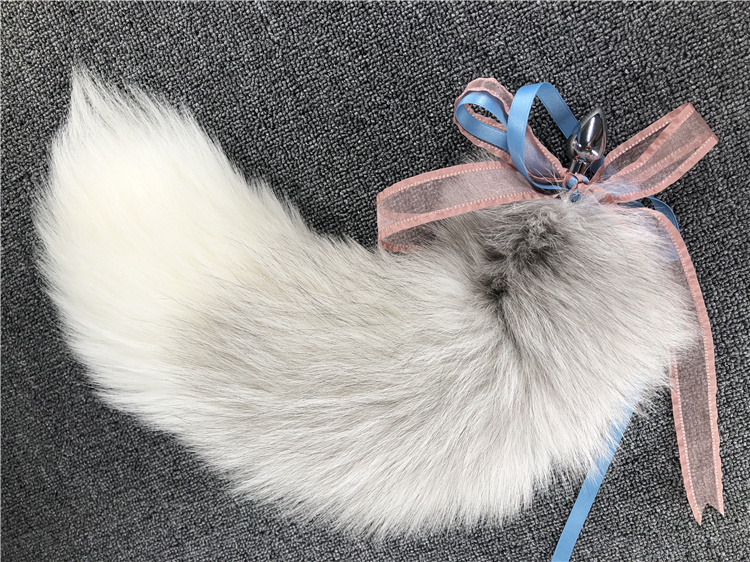 肛塞女cos道具小号性感夫妻尾巴真毛40cm女可拆狐狸尾巴肛塞sm 十字狐