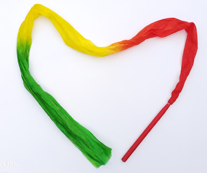 带棒彩绸舞蹈彩带广场舞长绸成人儿童跳舞大红飘带运动会道具甩绸 黄