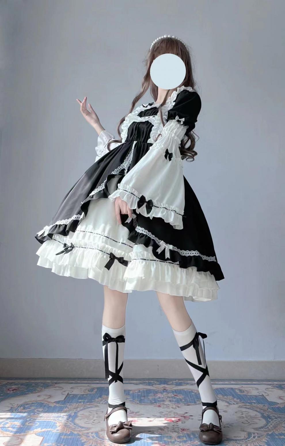 【闪电发货】洛丽塔悸动op日常少女复古cla系连衣裙优雅可拆卸姬袖