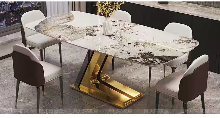 北欧轻奢不锈钢餐桌脚现代岩板桌腿桌脚圆大理石底座支架金属桌架 b25