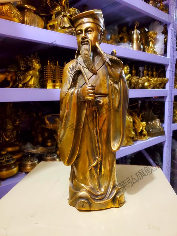 纯铜吕洞宾站像神像高约38厘米纯阳祖师神像八仙铜像吕祖佛像道教用品