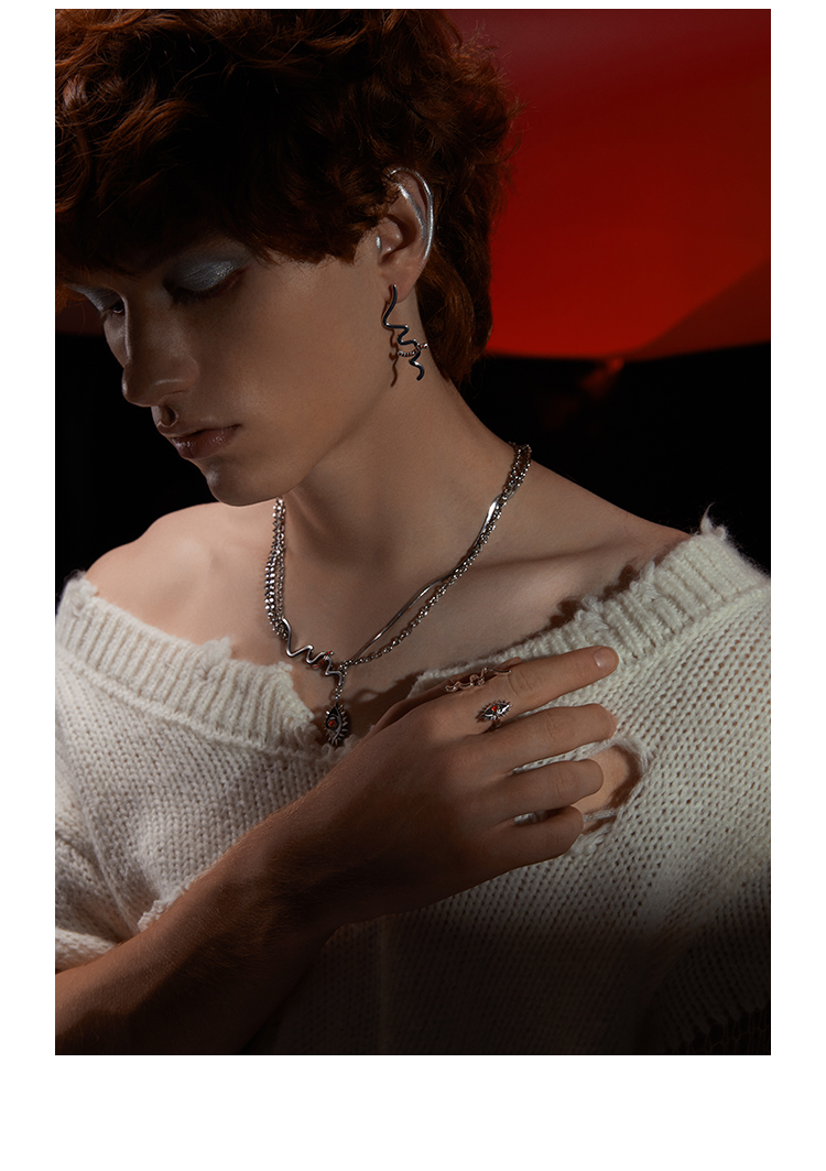 babama毕加索无望之眼项链女情侣吊坠饰品小众设计叠搭潮牌男情侣礼物