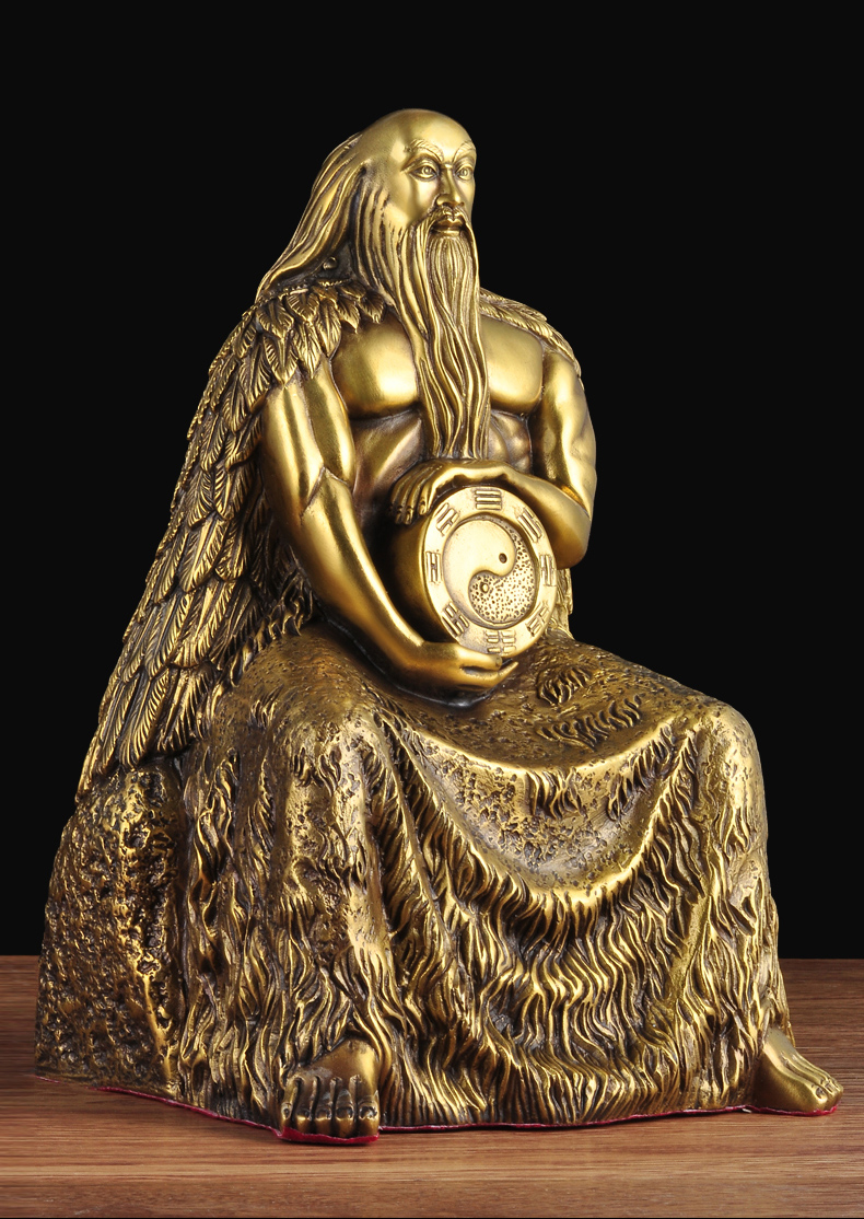 domir全铜人王伏羲大帝坐像摆件八卦祖师道教神像三皇五帝人文始祖