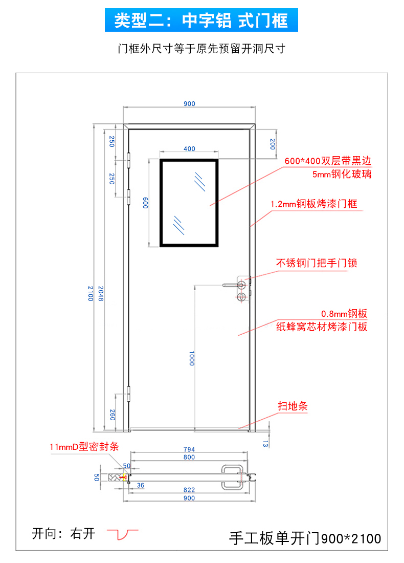 hxh惠信晖医院室净化钢制门无尘车间洁净钢质门子母门实验室单开