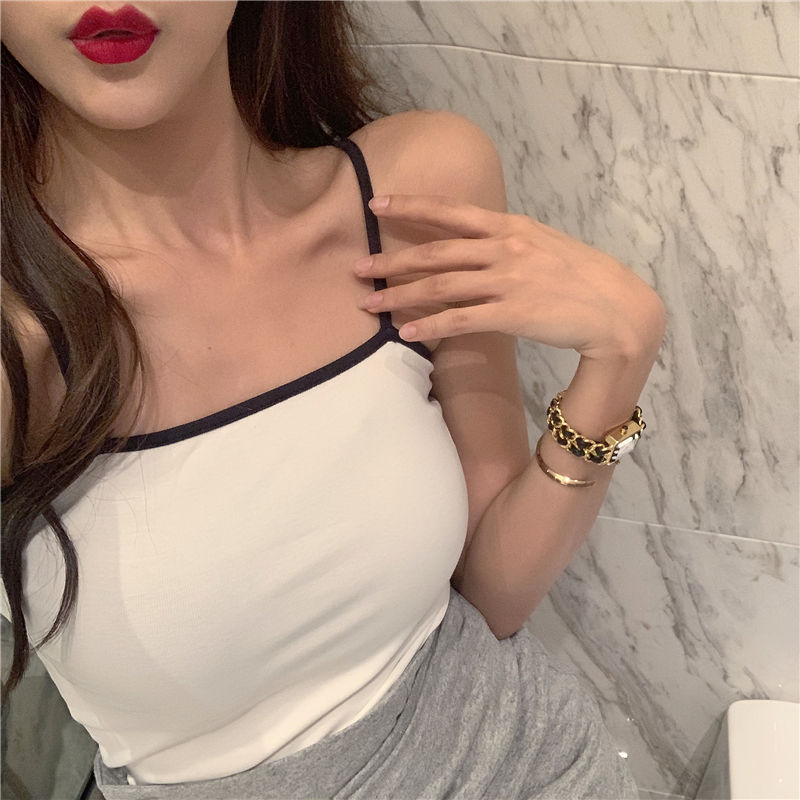 霁月jiyue秋季胖mm大码吊带背心女外穿性感少女紧身无袖内搭打底t恤
