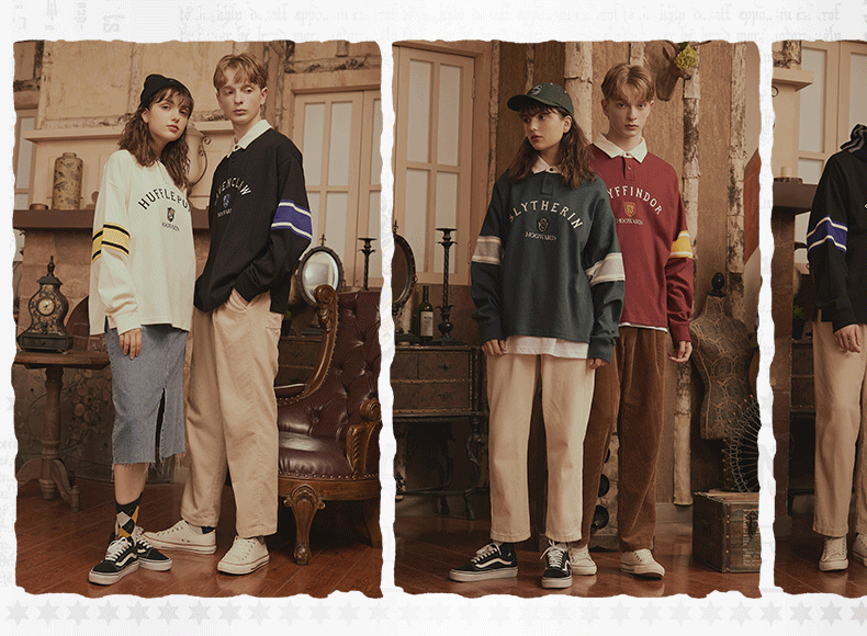 spao哈利波特联名2021年秋季新款男女同款polo领卫衣spmwb49d05黑色