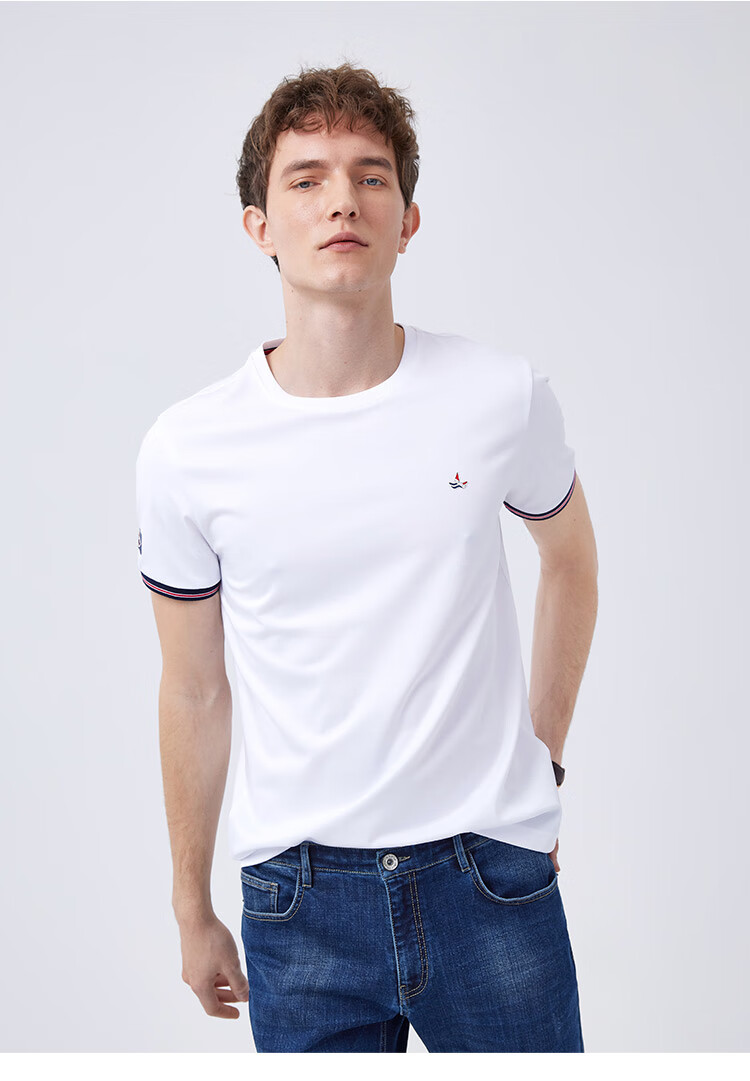 navigare意大利小帆船t恤男短袖莫代尔2021夏装半袖体恤圆领男装蔚蓝