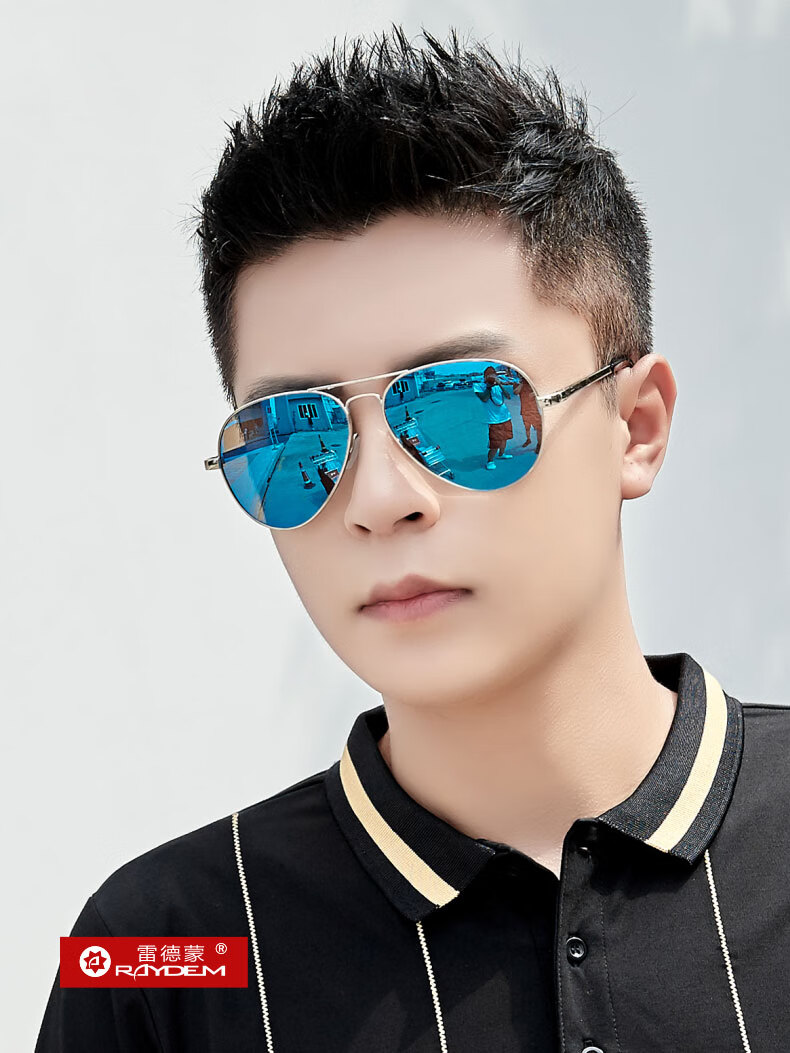 雷德蒙眼镜开车专用偏光太阳镜男士墨镜潮男款驾驶眼镜防防晒 银色框