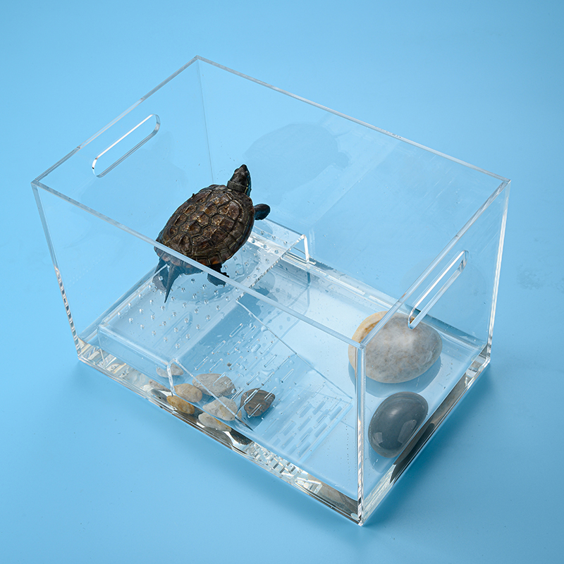 亚克力龟缸乌龟缸带晒台高透明家用办公桌鱼缸有机玻璃乌龟缸定制 龟