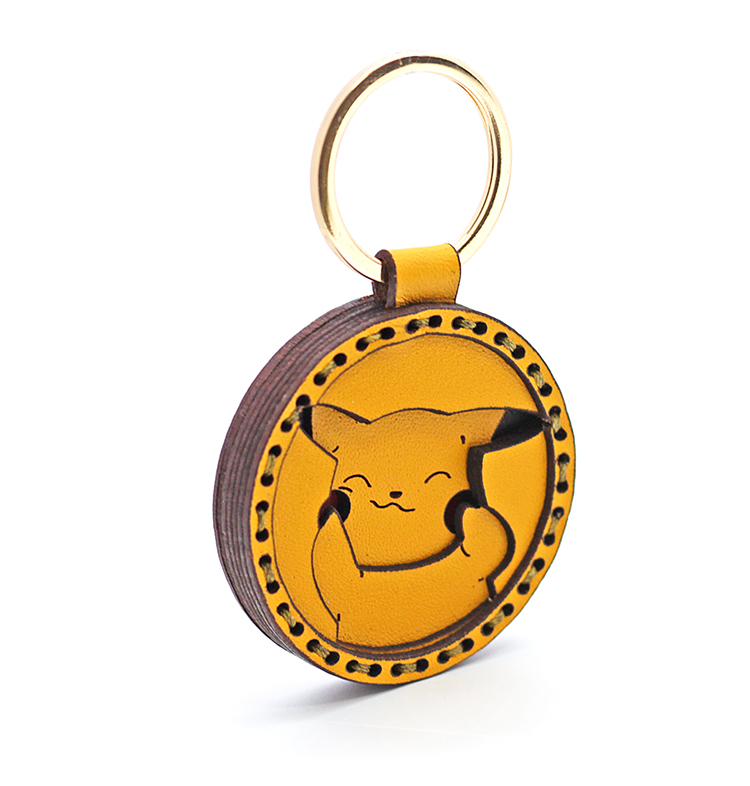 婉奇精灵宝可梦皮卡丘钥匙扣真皮手工创意礼品闺蜜女朋友实用生日精致