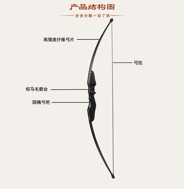 迷铭乐 驽弓 远程传统美猎直拉弓成年人弓箭套装木头把运动射击分体式