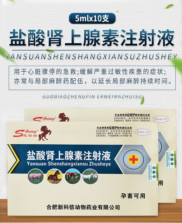 兽药盐酸肾上腺素注射液马牛羊猪犬用过敏性疾患心脏骤停急救应激 三