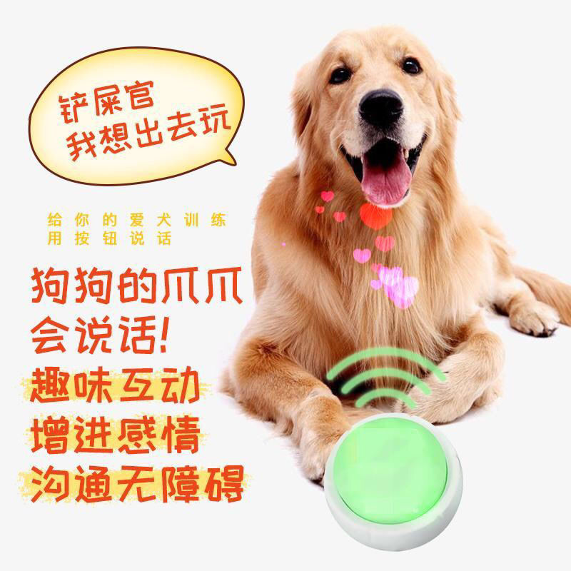宠物狗狗交流按钮训练按键说话玩具录音发声器训狗神器黄色录音送电池