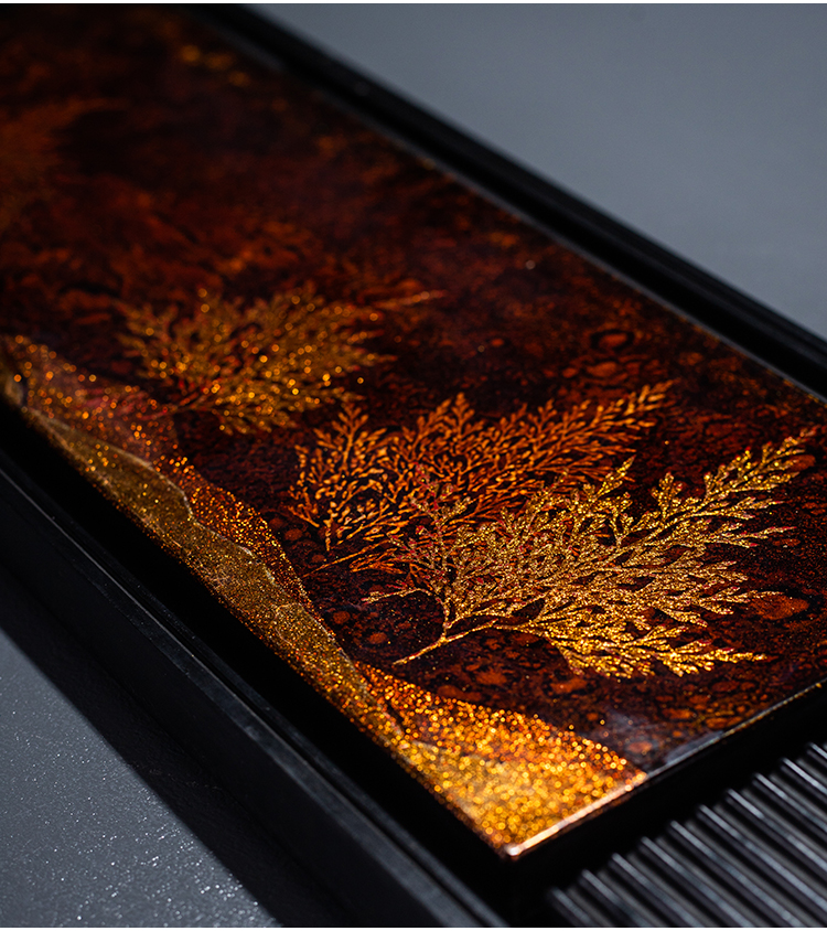漆器茶盘吾和漆器茶具福州大漆手工制作干湿两用茶盘电木枫叶茶室装饰