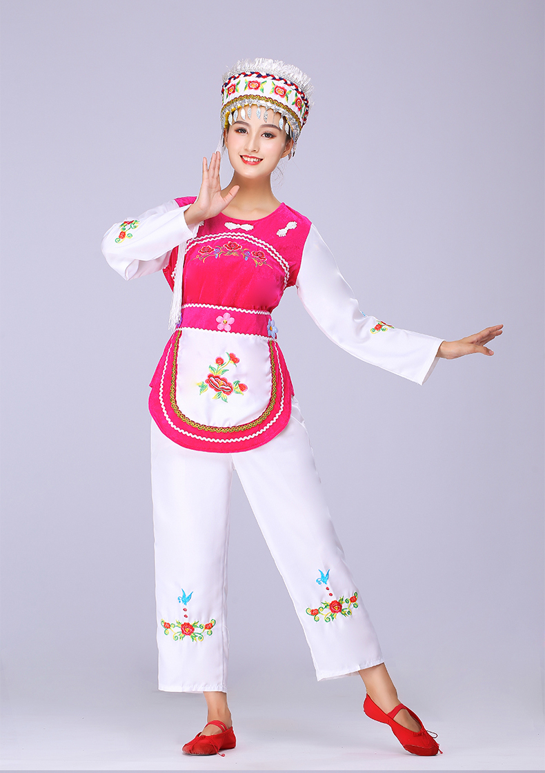 白族表演服男女款云南大理少数民族服饰金花成人舞台装 白色女款 m