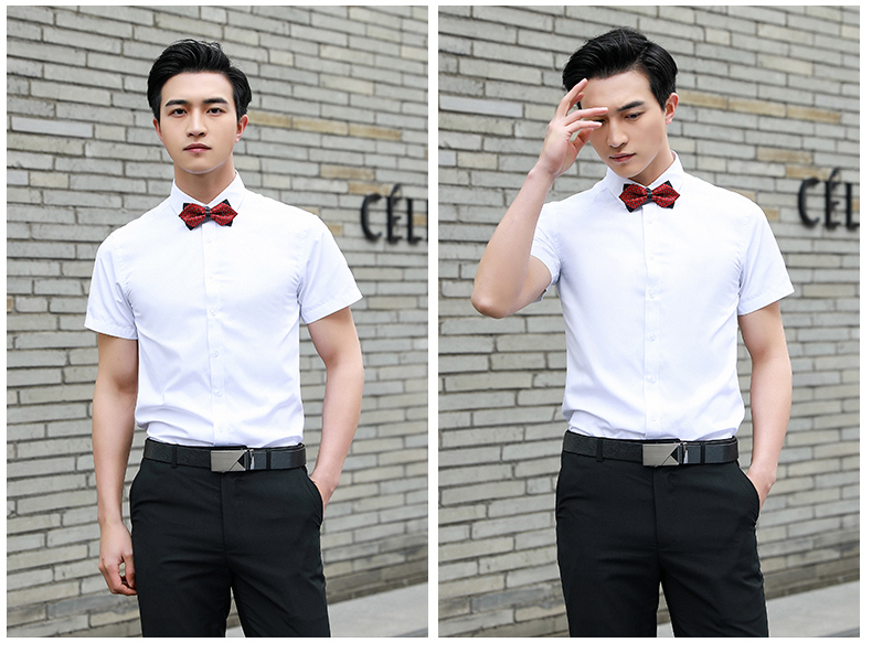 60优选夏季伴郎服兄弟装团大码新郎结婚衣服短袖白色衬衫背带西式