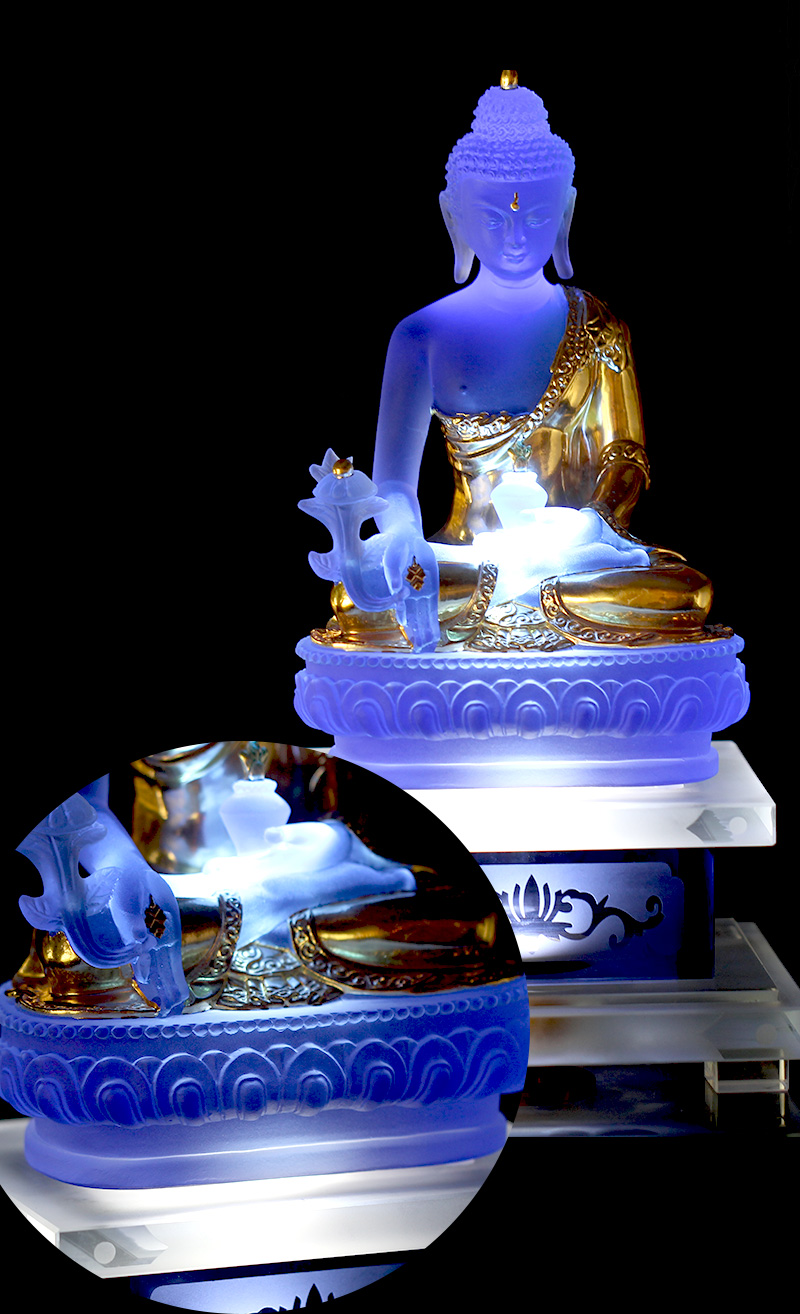 药师琉璃光如来发光金刚底座家用供奉摆件居家佛堂摆放药师佛佛像