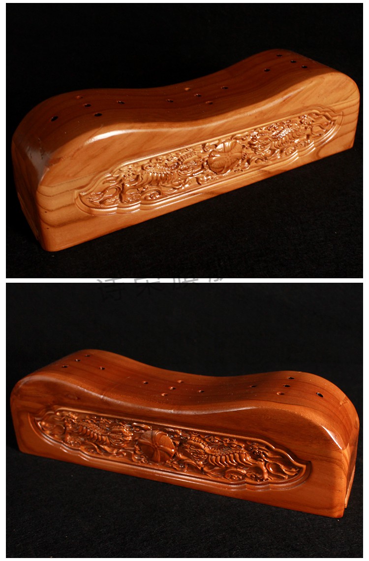 2022新款劲椎枕桃木正宗肥城木枕头龙凤呈祥如意原木实木雕刻硬枕按摩