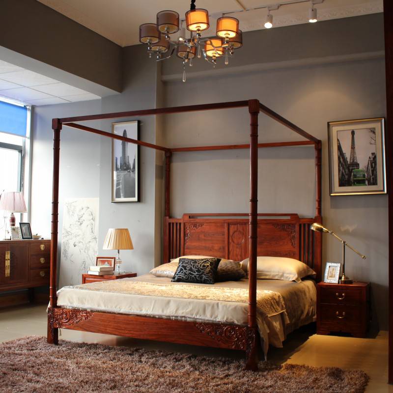 拔步床 qay家居定制原木床老式床新中式四柱床架子床拔步床全床 没有