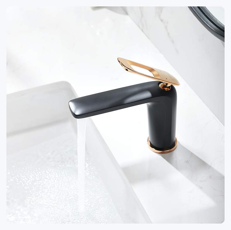 华艺面盆水龙头华艺卫浴黑色面盆龙头卫生间浴室洗脸洗手盆台上盆全铜