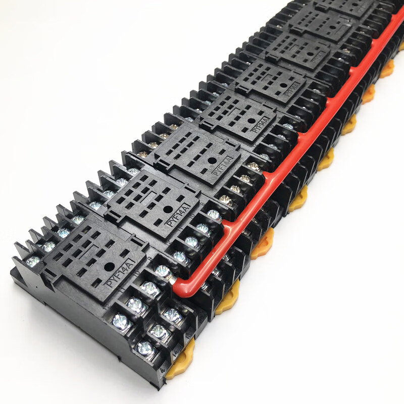 继电器底座连接排pyf14a汇流排短接条间距29mm连接条接线排黑色8位