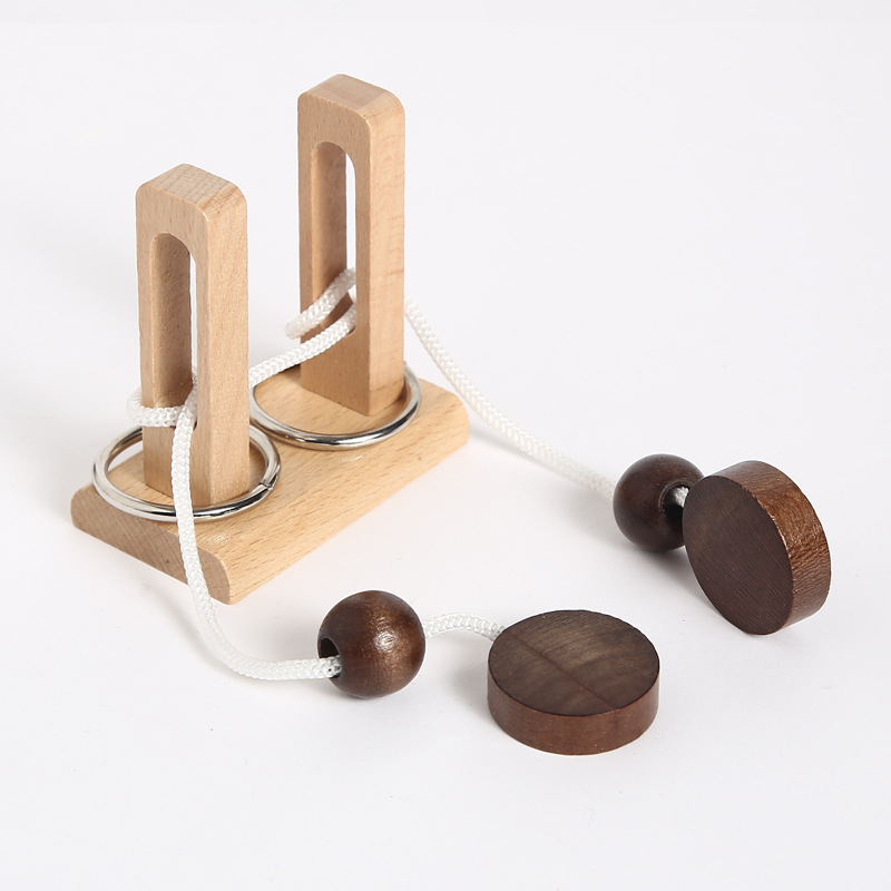 拓扑学玩具 木制玩具立柱解绳系列解环玩具 趣味孔明锁鲁班锁 步步惊
