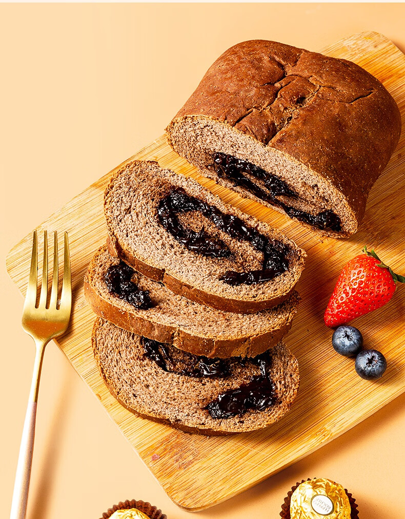 全麦欧包夹心带馅面包低脂减早餐代餐饱腹零食食品精 黑巧蓝莓夹心大