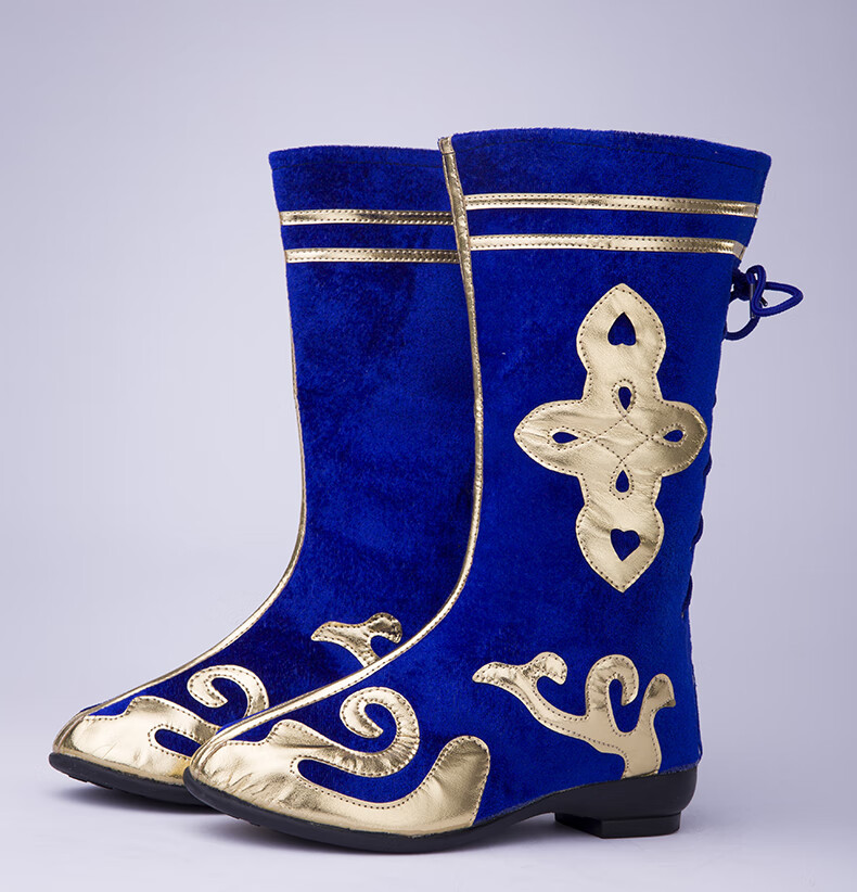 民族舞蹈蒙古舞表演出男女靴新疆靴藏族靴子美猴王儿童走秀打鼓鞋白色