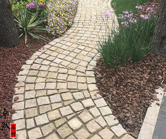 汐岩庭院花园围边石挡土石步道石马蹄石园林景观踏步石花坛侧石石块j