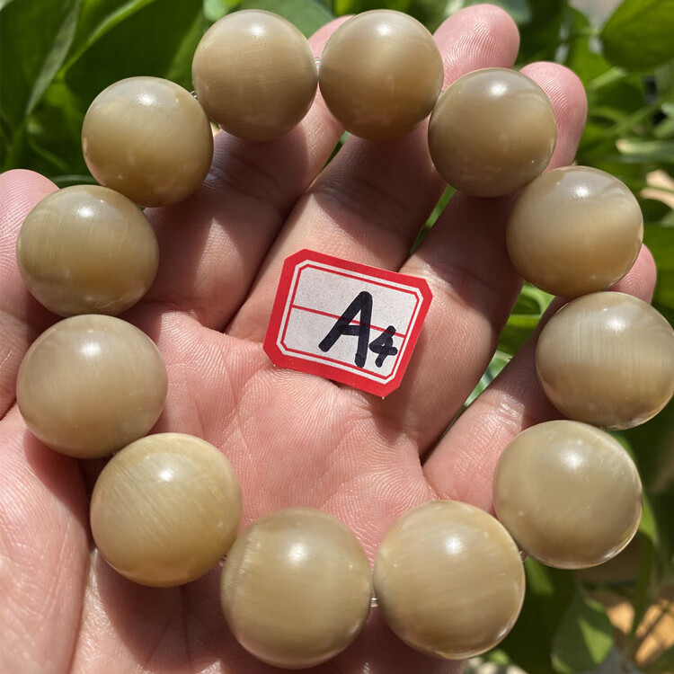 鲤梨 天然越南白水牛角手串 纯手工正圆无裂佛珠手链民族风新款 老料