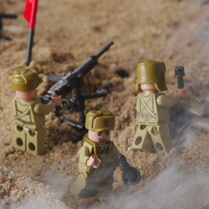 乐高lego志愿军抗美援朝积木5二战场景八路军人仔6岁男孩拼装玩具