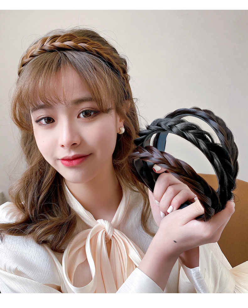 元捷杨紫同款麻花辫假发发箍女款夏天辫子鱼骨辫头箍高颅顶宽发卡头饰