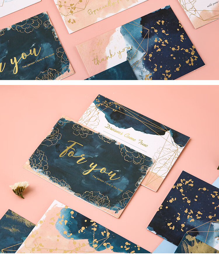 官方旗舰生日卡片私人订制创意ins风烫金轻奢带信封迷你贺卡日系简约