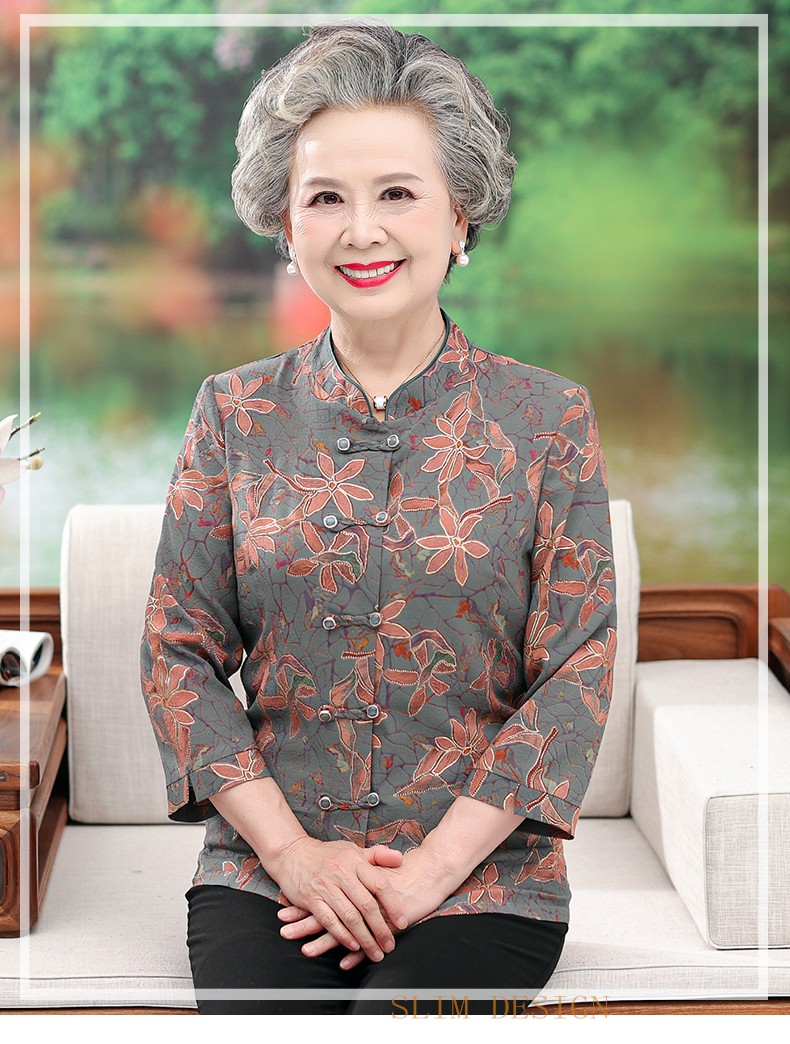 欧惠悠中老年女装奶奶装夏装套装衬衣6070岁80老人上衣服妈妈夏季宽松