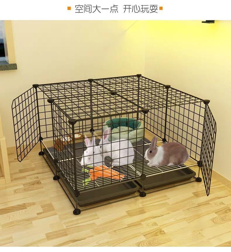 兔子笼子养殖笼家用兔笼子特大号双层宠物自动清粪兔窝屋别墅 蓝【排