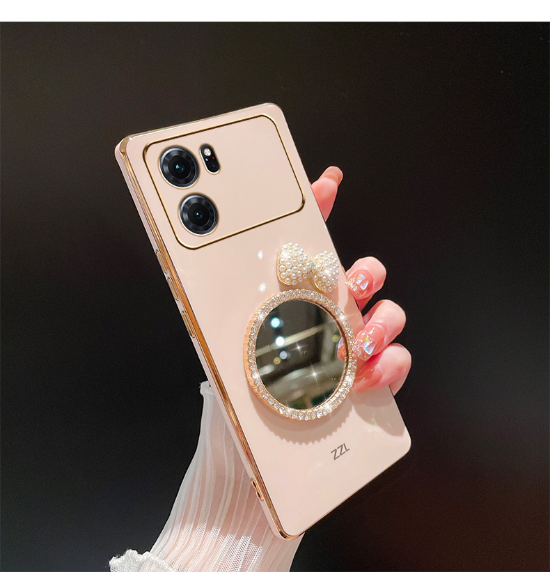 洛恒适用于oppok10手机壳5g版k10pro立体闪钻带补妆镜子女生k10pro软