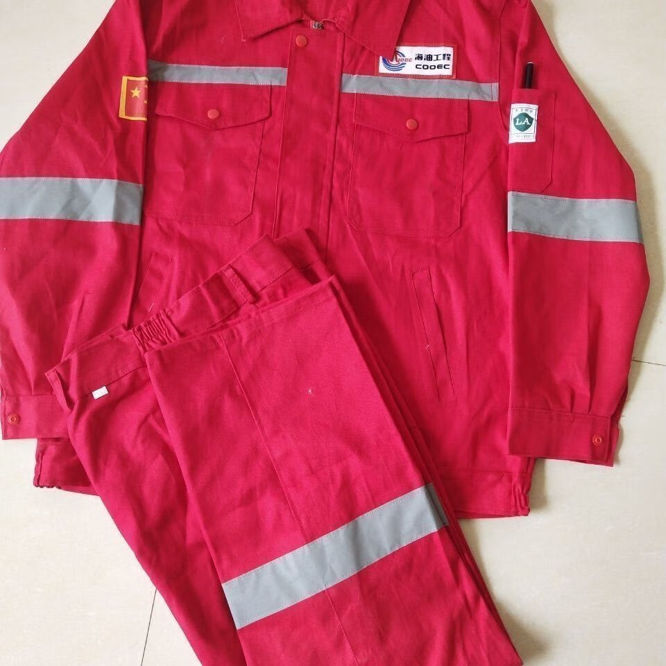 tpwr中石油工作服中海油工作服纯棉套焊工男防烫阻燃红色船厂钢铁黑色